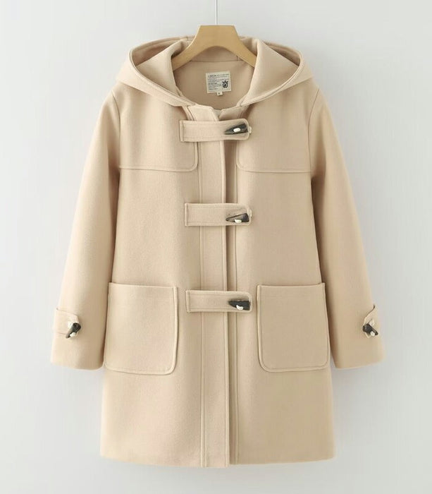 【7日内出荷】ダッフルコート 中綿 スクールコート レディースフード付き 秋冬 アウター ジャケット ミドル丈 韓国 トラッド 暖かい 防寒 厚手 長袖 きれいめ カジュアル ゆったり 体型カバー 通勤 通学 学生 20代 30代 40代 ベージュ ネイビー グレー