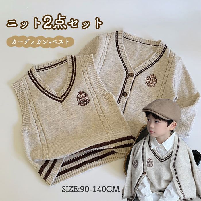 【7日内出荷】キッズ スクール カーディガン ニット ベスト フォーマル 長袖 男の子 女の子 スウェットカーディガン ベビー vネック セーター 子供 アウター 前開き 薄手 羽織り 上着 小学生 重ね着 スクールベスト  発表会 韓国 おしゃれ 通園 通学 春 秋