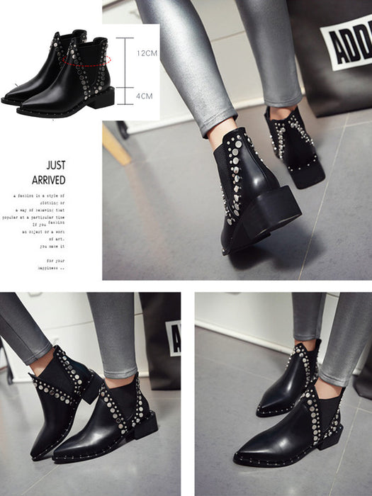 【7日内出荷】【4cmヒール】ウエスタンブーツ ショートブーツ レディース 裏起毛 ウエスタン 黒色 リングブーツ ステッチデザイン カウボーイブーツ 秋冬 ブーツ ポインテッドトゥ 安定感 靴 韓国 原宿系 通学 通勤 美脚 歩きやすい 大きいサイズ チェルシーブーツ ローヒール おしゃれ