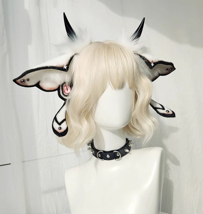 【7日内出荷】カチューシャ ハロウィン 仮装 悪魔 ヴィラン デビル ホワイト ブラック コスプレ用 ヘッドドレス フェイクファー製 ヘアアクセサリー ふわふわ 耳飾り かわいい セクシー 可愛いコスプレ 小物 撮影 グッズ レディース 大人 女性 ハロウィン コスチューム mj001lc