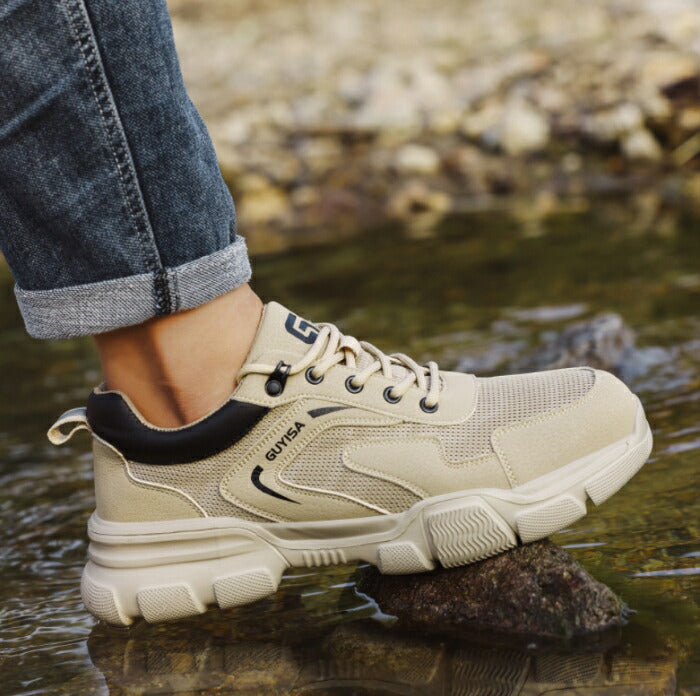 【7日内出荷】安全靴 メンズ 鋼鉄先芯 スニーカー 作業靴 セーフティーシューズ 安全スニーカー EVA 軽作業靴 ローカット 幅広 スチールトゥ 滑らない 踏み抜き防止 耐衝撃 衝撃吸収 防滑 耐摩耗 軽量 通気性 メッシュ 蒸れない おしゃれ 現場 工事 登山