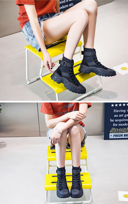 【7日内出荷】【4.5cmヒール】ショートブーツ レディース エンジニアブーツ レースアップ ブーツ 安定感 厚底  靴 カジュアル スポーツシューズ 韓国 原宿系 高校生 中学生 学生 通学 通勤 美脚 歩きやすい 疲れない 痛くない 大きいサイズ 22.5cm 23 23.5 24 24.5 25cm 裏起毛 秋 冬 黒 灰 ベージュ