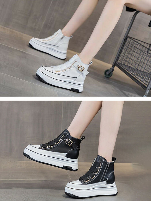 【7日内出荷】【6cmヒール】ショートブーツ レディース 黒 白 カジュアル 裏起毛 秋 冬 pu レザーシューズ レースアップ サイドゴア ブーツ 安定感 厚底 靴 韓国 原宿系 高校生 中学生 学生 通学 通勤 スポーツ 美脚 歩きやすい 疲れない 痛くない 大きいサイズ