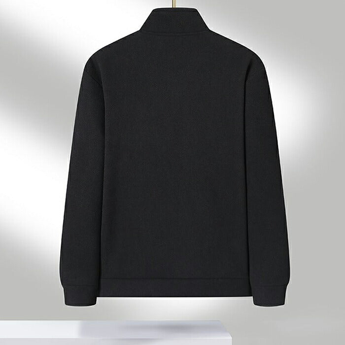 ジャケット メンズ 裏ボア ブルゾン アウター ジップアップ スタンドカラー ジップアップ 厚手 防寒 秋冬 カジュアル フリースジャケット ボアジャケット シンプル 無地 普段着 部屋着 アウトドア スポーツ 大きいサイズ ブラック 黒