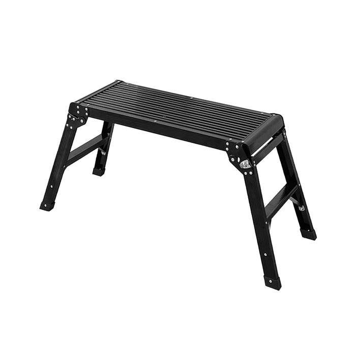 RAKU 足場台 アルミ製 脚立 洗車台 折りたたみ 2段/3段 天板76×30cm 高さ50/75cm 軽量 ステップ台 安全ロック付き 耐荷重150kg 滑り止め 幅広 ブラック シルバー