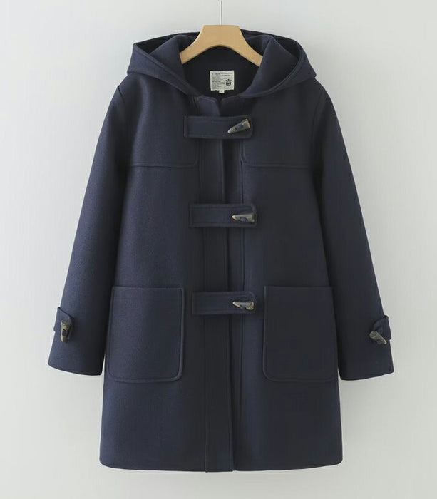 【7日内出荷】ダッフルコート 中綿 スクールコート レディースフード付き 秋冬 アウター ジャケット ミドル丈 韓国 トラッド 暖かい 防寒 厚手 長袖 きれいめ カジュアル ゆったり 体型カバー 通勤 通学 学生 20代 30代 40代 ベージュ ネイビー グレー