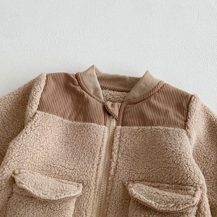 【7日内出荷】ベビー ボア カバーオール コート アウター ジャンプスーツ ジャケット かわいい 裏起毛 中綿 男の子 女の子 ロンパース 新生児 可愛い あったかい 子供服 防寒着 普段着 秋冬 出産祝い ギフト 前開き 着替え便利 外出服