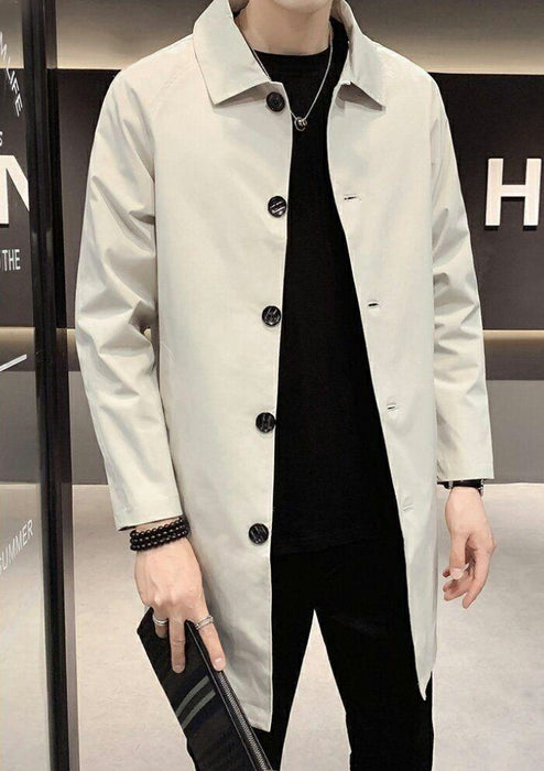 【M-5XL】ステンカラーコート メンズ スプリングコート ビジネスコート アウター 薄手 防風 軽量 カジュアル 通勤 通学 フォーマル カジュアルコート シンプル 無地 トレンチコート ロングコート 春 秋 服 黒 アイボリー 小さいサイズ 大きいサイズ