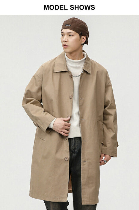 【M-3XL】コート メンズ ステンカラーコート スプリングコート ビジネスコート アウター ゆったり 綿 薄手 ライトアウター ロングコート ビジネス カジュアル きれいめ 通勤 通学 シンプル 無地 韓国 おしゃれ 春 秋 服 黒 ベージュ 大きいサイズ