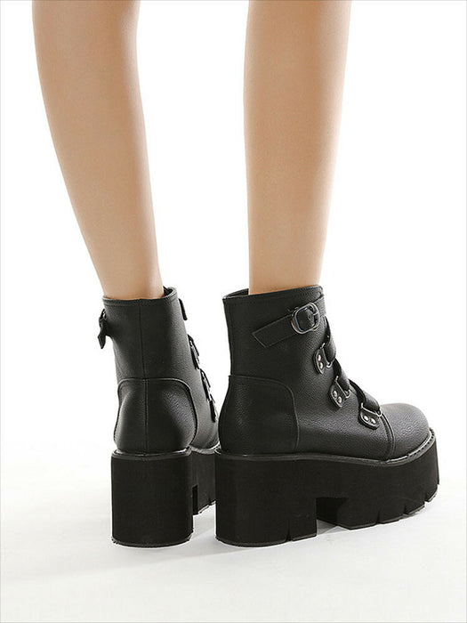 【7日内出荷】【8cmヒール 】ショートブーツ レディース 厚底 秋ブーツ 黒 日常 通勤 レースアップブーツ 靴 編み上げブーツ おしゃれ 痛くない 履きやすい 柔らかい カジュアル ゆったり ラウンドトゥ 太ヒール きれいめ 人気 クール 春夏秋冬 ダンスシューズ  韓国 仕事 合皮 原宿系 細見え