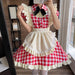 【7日内出荷】4点セット　チェックメイド服 ミニ丈 メイド喫茶 メイドコスチューム ジャパニーズメイド ミニスカ ハロウィン 衣装 仮装 パーティ コスプレ フルセット 可愛い 萌え