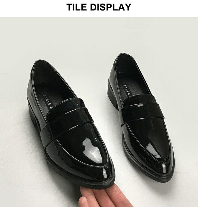 【7日内出荷】【4cmヒール】ローファー パンプス プレーン レディース 歩きやすい 疲れない 走れる 厚底 4cmヒール PU ポインテッドトゥ チャンキーヒール 美脚 靴 黒 柔らかい エナメル スムース きれいめ オフィス 通勤 立ち仕事 入学式 卒業式 ママコーデ おしゃれ