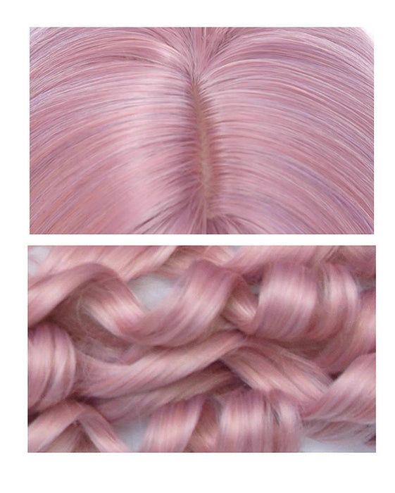 【7日内出荷】ロリータ ウィッグ ピンク ツインテール ロングカール 三層カール 前髪あり 耐熱 高品質 フルウィッグ 自然 ふんわり ヘア レディース コスプレ ハロウィン 撮影 イベント おしゃれ 可愛い