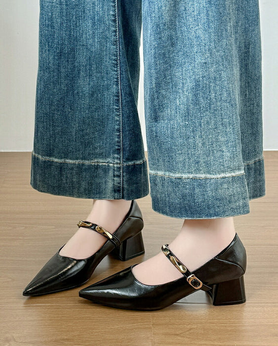 【7日内出荷】【4.5cmヒール】メリージェーン パンプス レディース 走れる ストラップ チャンキーヒール 太めヒール 4.5cm ポインテッドトゥ 痛くない 歩きやすい 疲れない メタリック 美脚 靴 きれいめ オフィス 通勤 フォーマル お呼ばれ 結婚式 パーティー 秋冬 春