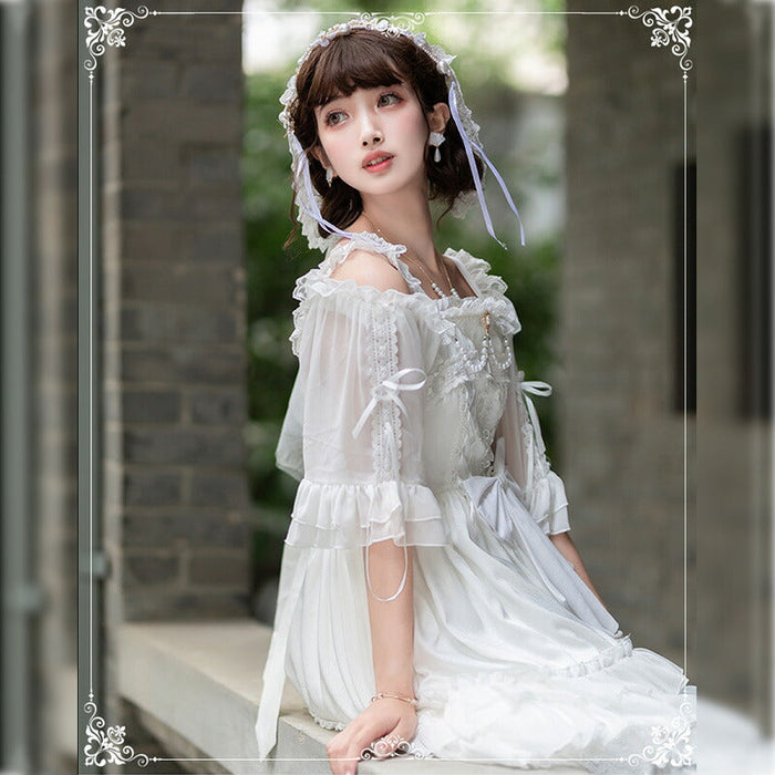 【7日内出荷】ロリータワンピース ウェディングドレス ジャンパースカート ブライダル ロリータ衣装 花嫁 純白ドレス lolita 吊りワンピ 女の子 春夏秋 甘ロリ jsk ゴシック レース コスチューム ゴスロリ イベント コスプレ 原宿 ガーリー 可愛い S/M/L/XL