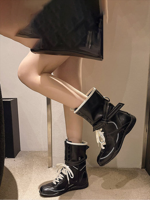 【7日内出荷】ショートブーツ レディース レースアップ 高校生 中学生 PU ブーツ エンジニアブーツ 安定感 太ヒール 厚底 ラウンドトゥ 黒 ブラック ブラウン 仕事 原宿系 韓国 通勤 学生 通学 美脚 歩きやすい 疲れない 痛くない シンプル おしゃれ 大きいサイズ 22.5cm-25.5cm 春夏秋冬