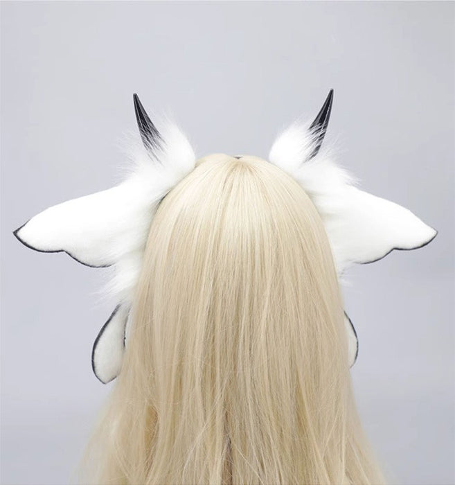 【7日内出荷】カチューシャ ハロウィン 仮装 悪魔 ヴィラン デビル ホワイト ブラック コスプレ用 ヘッドドレス フェイクファー製 ヘアアクセサリー ふわふわ 耳飾り かわいい セクシー 可愛いコスプレ 小物 撮影 グッズ レディース 大人 女性 ハロウィン コスチューム mj001lc