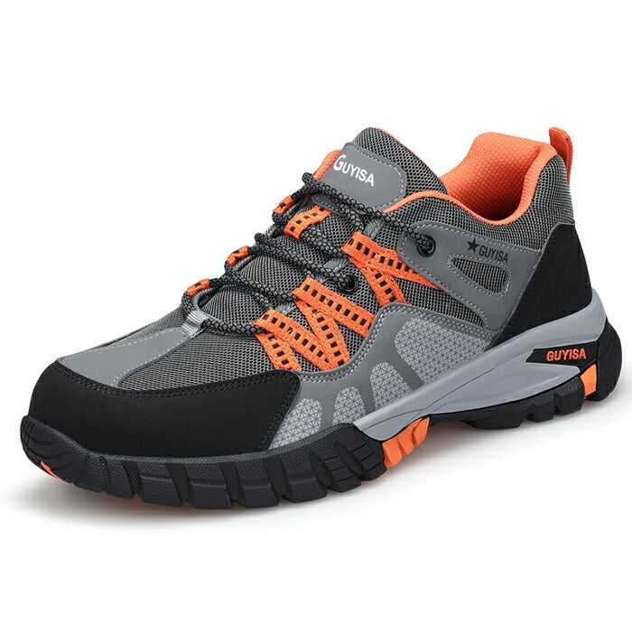 【7日内出荷】安全靴 メンズ 鉄先芯 スニーカー 安全スニーカー 軽作業靴  作業靴 ローカット 幅広 セーフティーシューズ スチールトゥ 滑らない 踏み抜き防止 耐衝撃 衝撃吸収 防滑 耐摩耗 軽量 通気性 メッシュ 蒸れない おしゃれ 現場 工事 登山