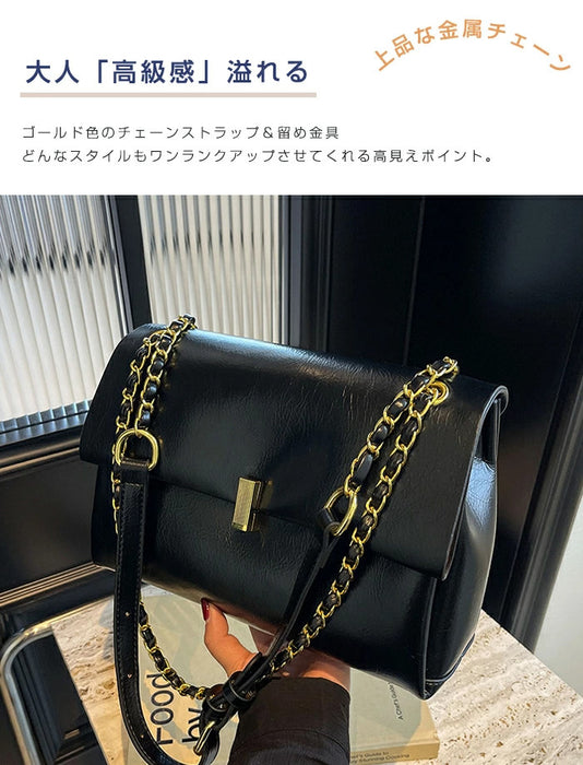 【2WAY】ショルダーバッグ チェーンバッグ レディース 斜めがけ 肩掛け 手提げ 大容量 ボストンバッグ PUバッグ コンパクト 柔らか ハンドバッグ 高校 通勤バッグ お仕事バッグ 通学カバン 女子 大人可愛い きれいめ プレゼント