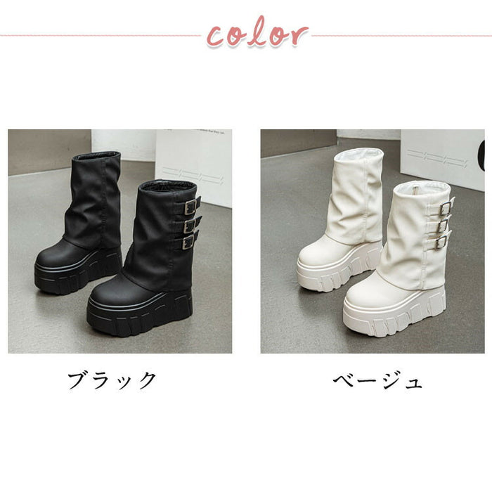 【7日内出荷】ショートブーツ 厚底 ブーツ レディース ヒール9cm 靴 日常 通勤 ナウシカブーツ 秋ブーツ おしゃれ ラウンドトゥ 痛くない 履きやすい 柔らかい カジュアル ゆったり きれいめ 人気 クール 身長盛れる 春夏秋冬 ダンスシューズ  韓国 仕事 合皮 原宿系 細見え 黒 ベージュ