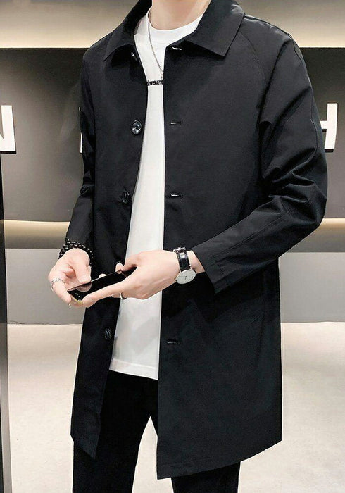 【M-5XL】ステンカラーコート メンズ スプリングコート ビジネスコート アウター 薄手 防風 軽量 カジュアル 通勤 通学 フォーマル カジュアルコート シンプル 無地 トレンチコート ロングコート 春 秋 服 黒 アイボリー 小さいサイズ 大きいサイズ